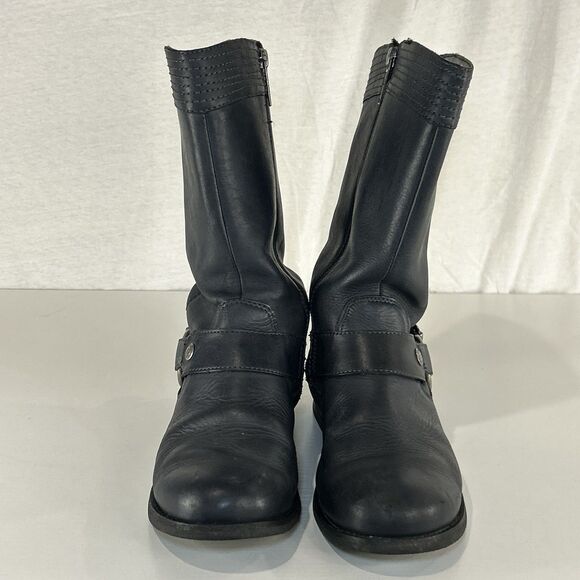 Harley Davidson Harness Tall Motorcycle Boots Blue Leather Women’s Sz 7 Zipper - Picture 2 of 8